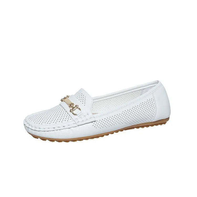 Women's plus size flat casual shoes in artificial PU available in white, black and khaki colours