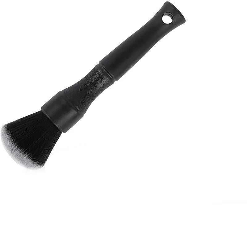 Black car detailing brush with pig hair bristles and PP plastic handle shown in two size options.
