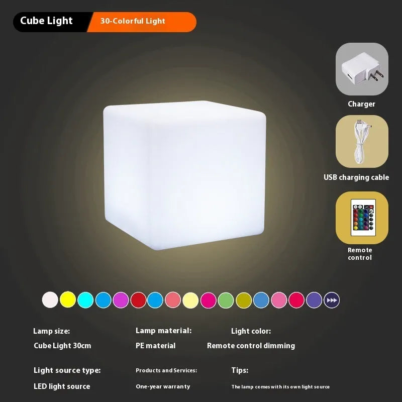 Square LED cube stool light outdoor garden waterproof with modern simple design