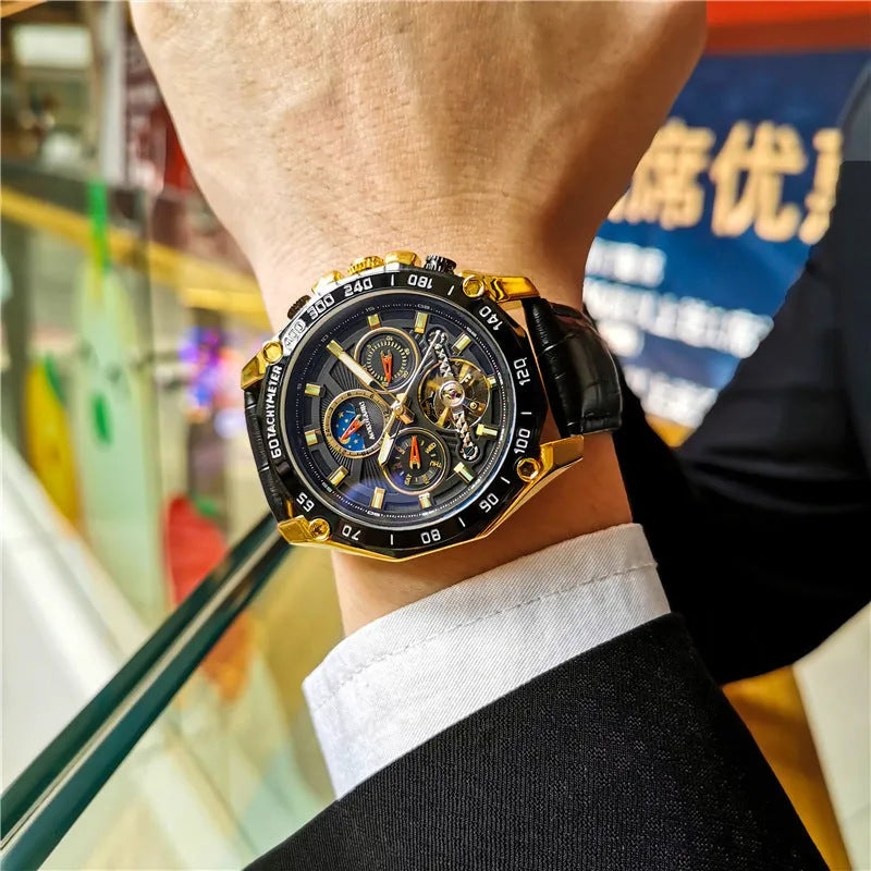 Automatic mechanical watch for men with 12mm stainless steel case in various colour combinations