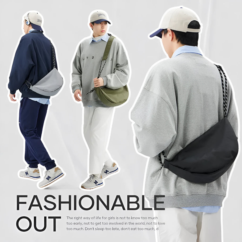Men's large capacity nylon messenger bag in urban simplicity style
