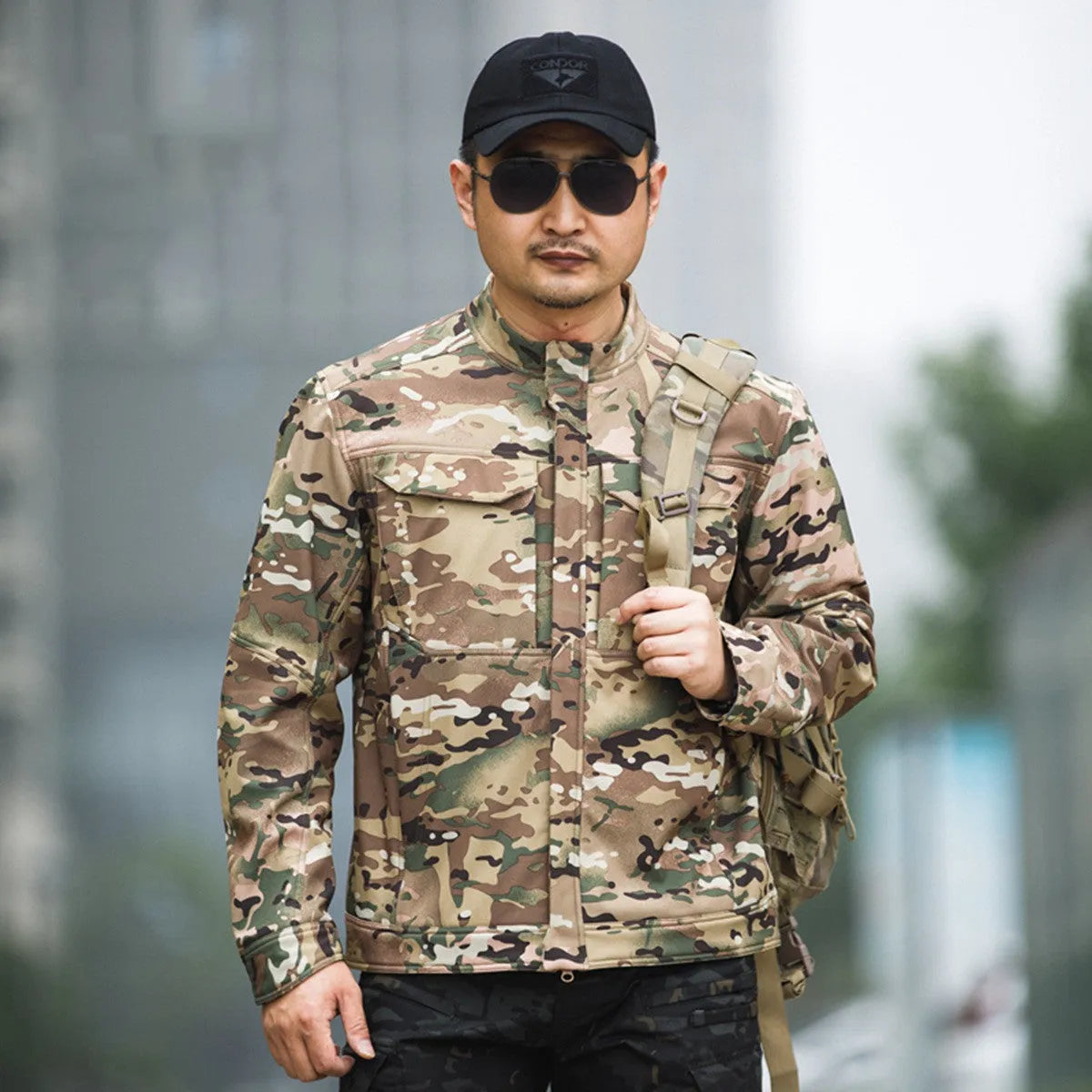 Bone Frog black soft shell tactical jacket for outdoor mountaineering and camping activities