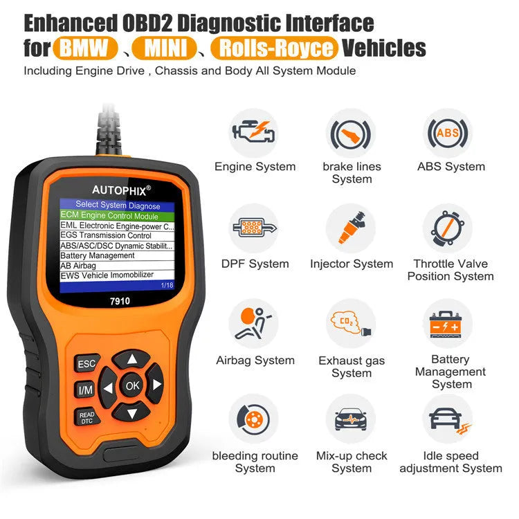 Autophix 7910 BMW diagnostic and OBD2 scanner tool for vehicle fault code reading and system resets