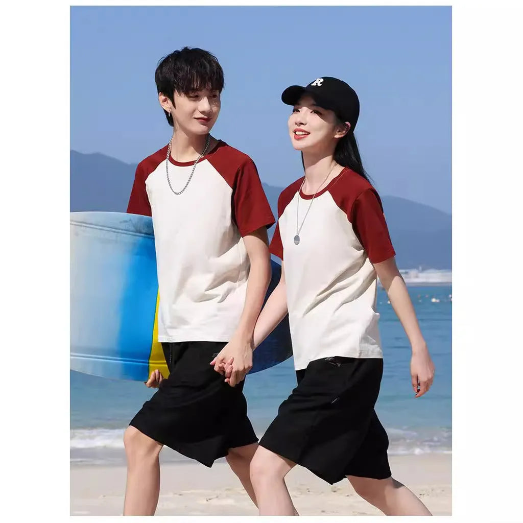 Cotton blend loose fit round neck T-shirt work clothing printing available in multiple colours