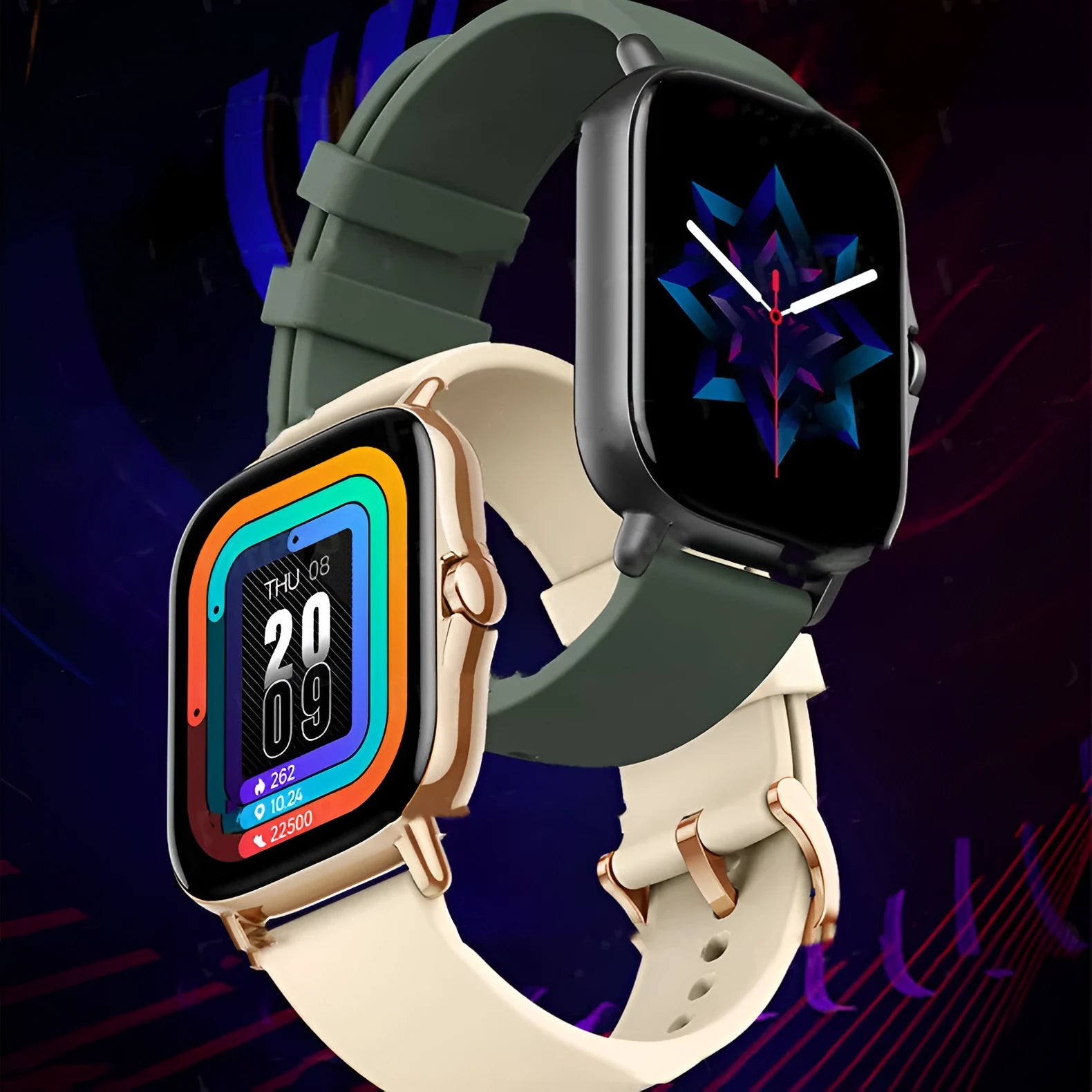 GT20 smartwatch with alloy case and silicone strap showing touch screen display
