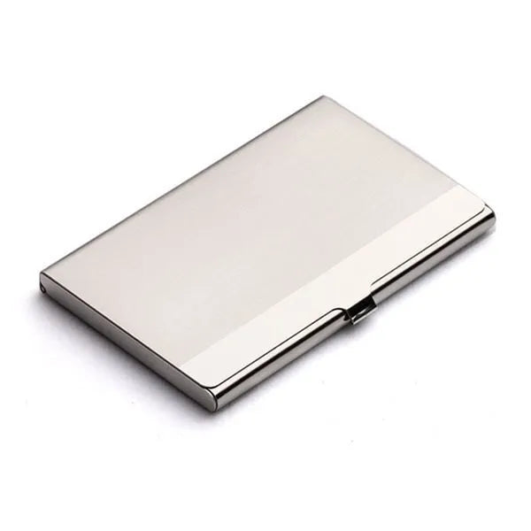 304 stainless steel laser sculpture business card case with geometric design measuring 92.5mm by 58mm