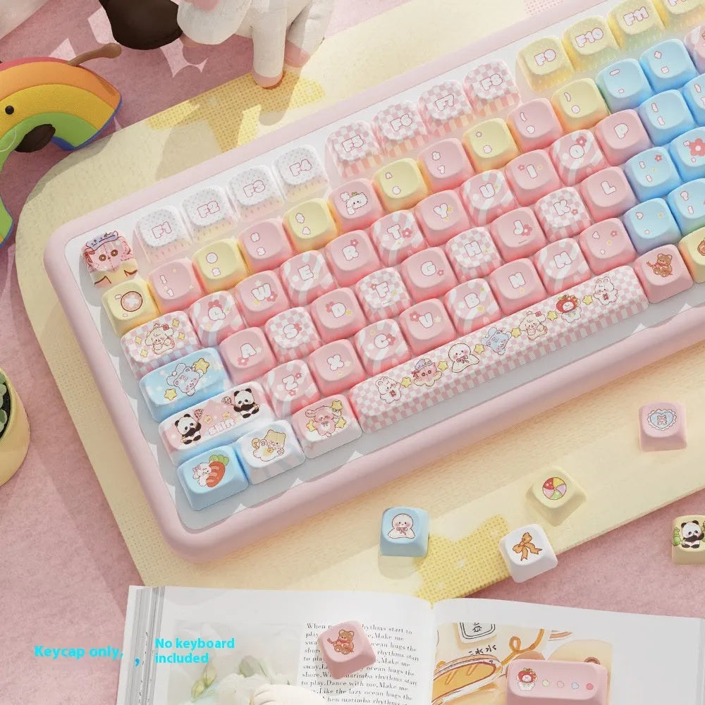 Clip Doll anime character mechanical keyboard key cap set with sublimation printing in boxed presentation