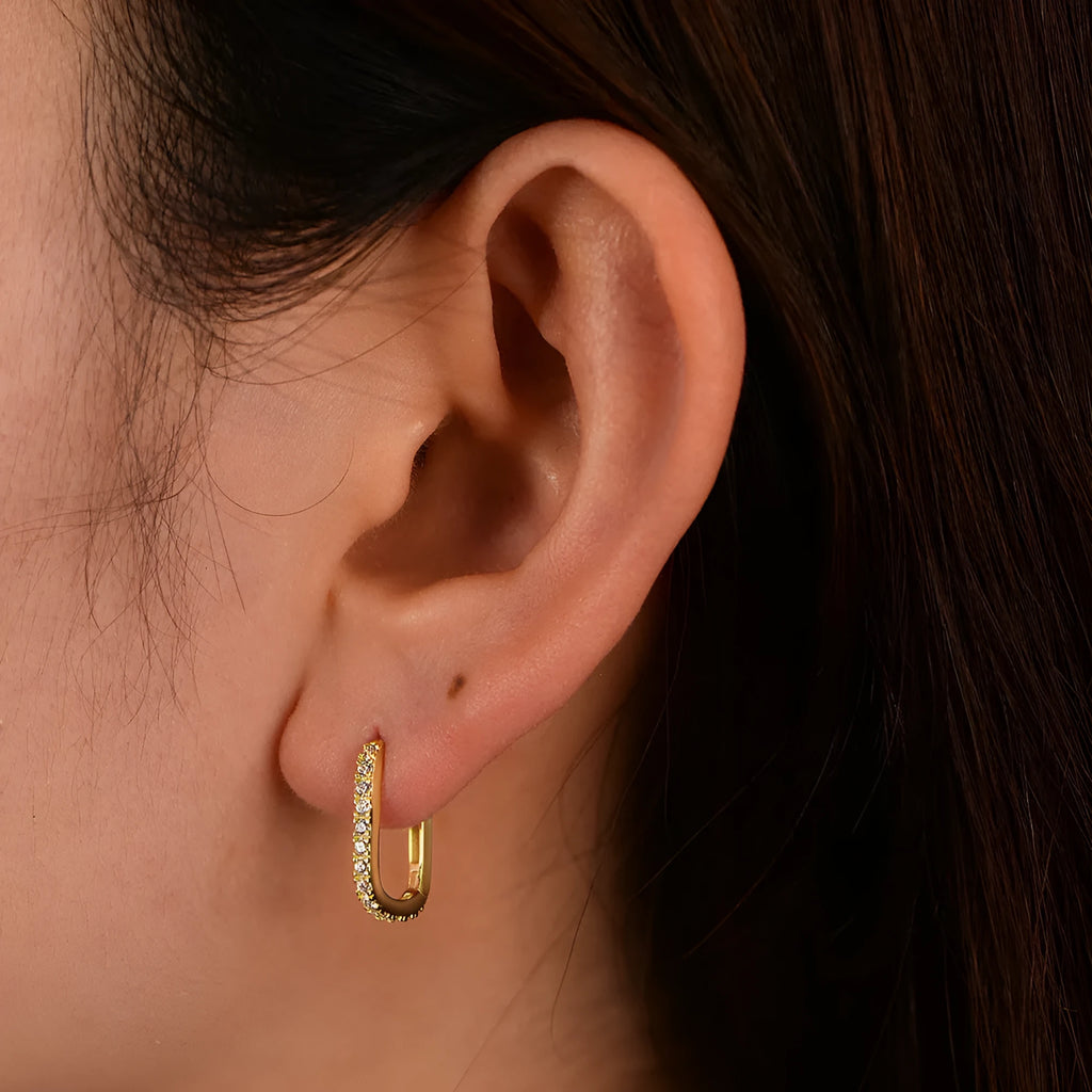 S925 sterling silver oval zircon ear clip earrings for women in yellow and white.
