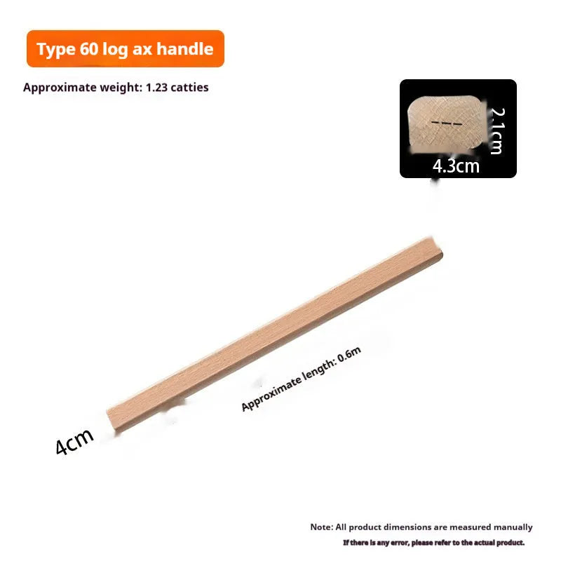 A locust wood replacement handle for axes and tools, shown in various lengths including 32cm and 50cm.