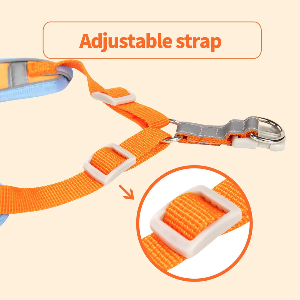 Adjustable dog harness with haulage rope and vest in multiple colour options.