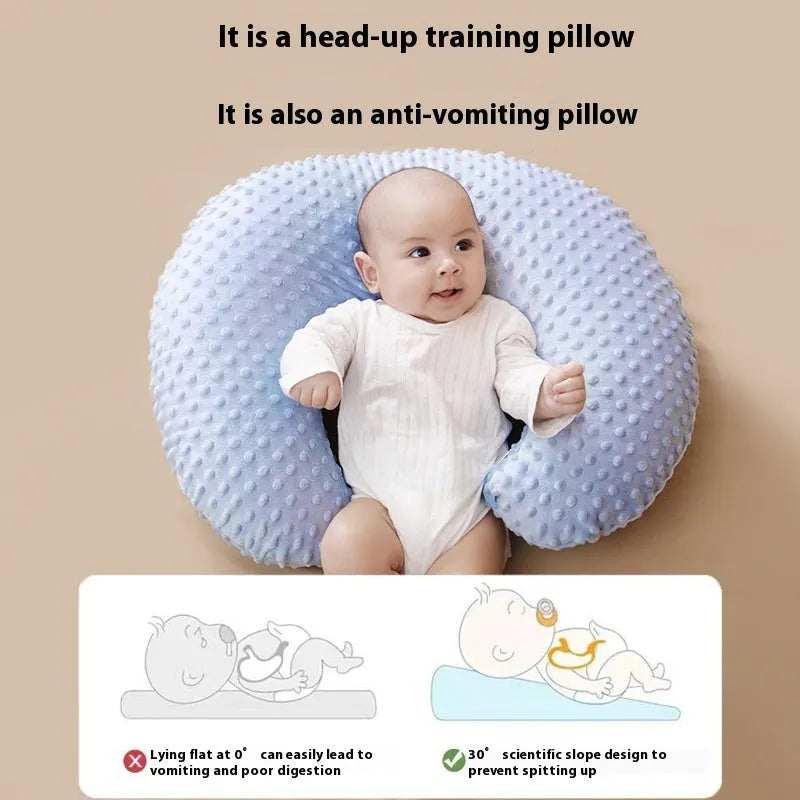 Multifunctional nursing pillow with milk spilt prevention in pink, yellow, grey, and light blue colours