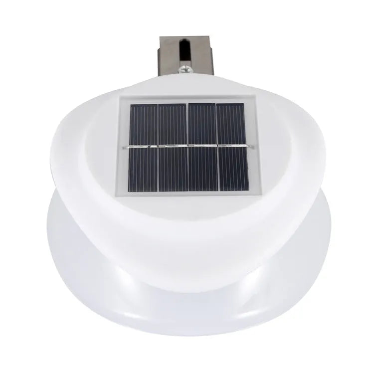 Black and white versions of a solar-powered Southeast Asian style outdoor wall lamp with 9 LEDs.