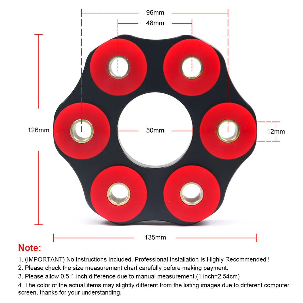 Red polyurethane and aluminium BMW drive shaft connecting plate bracket for E46 E36 E30 models