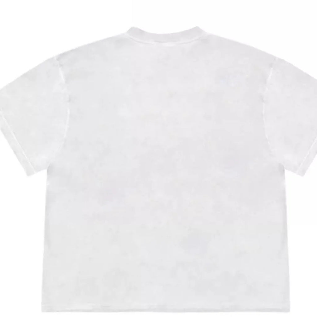 Women's loose blueberry patchwork T-shirt with short sleeves and floral design on Ice Oxygen cotton.