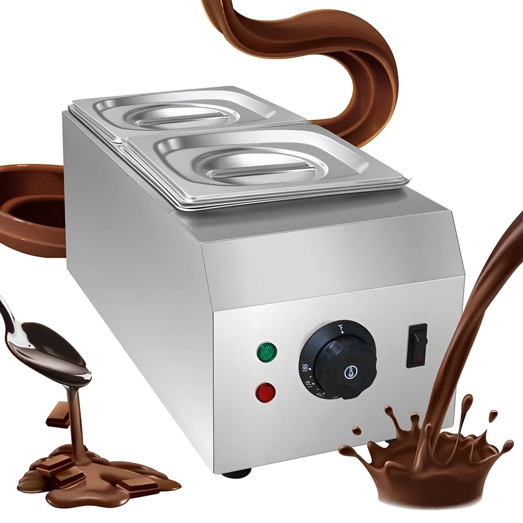 Commercial chocolate melting machine with double pot design and temperature control display