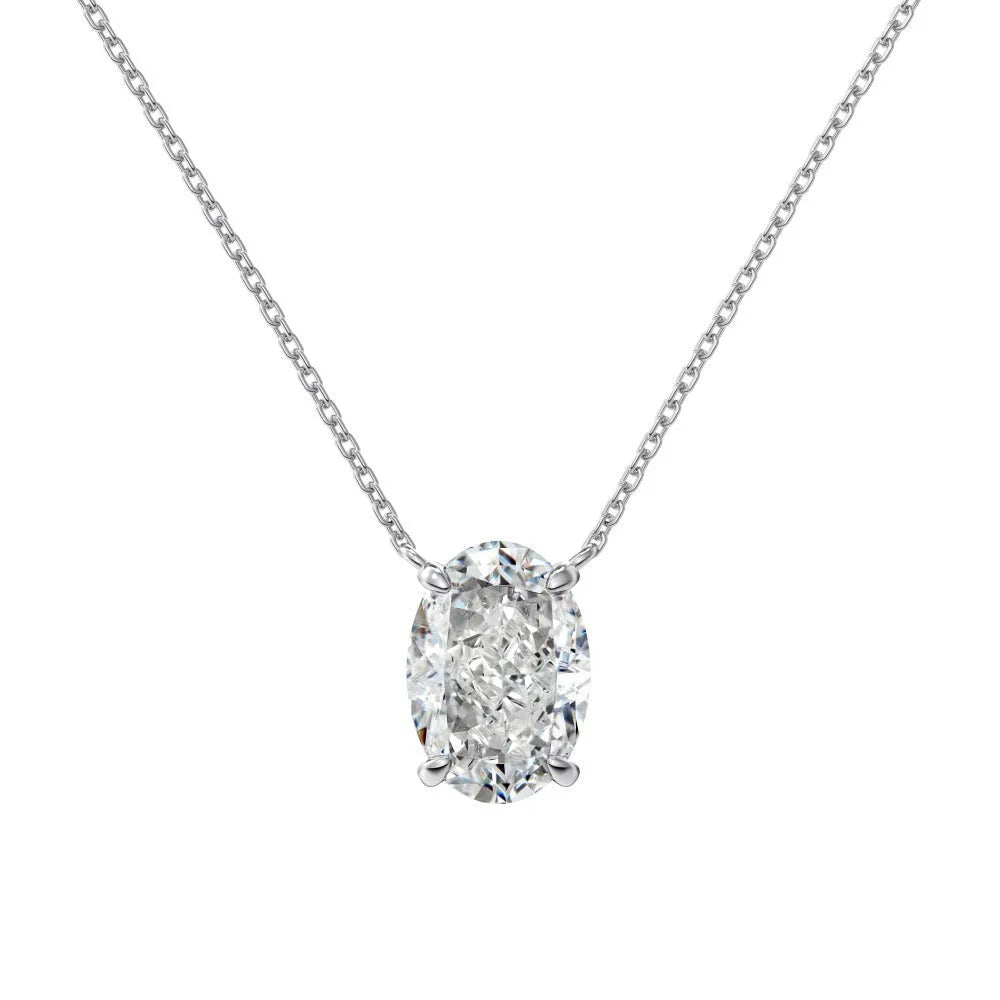 S925 sterling silver oval ice flower necklace in gold or platinum electroplated finish