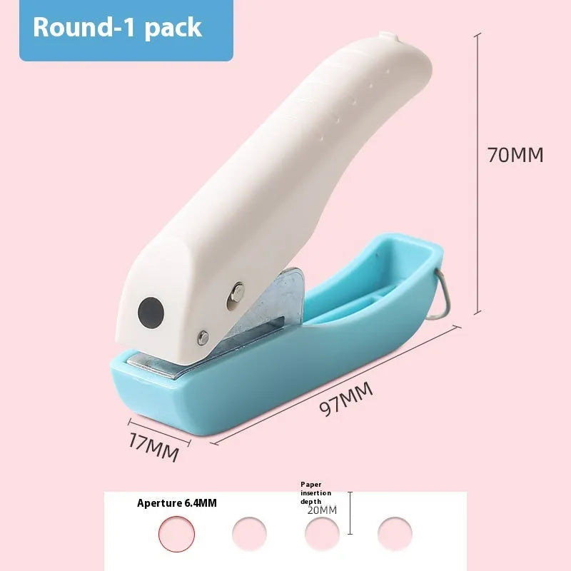 Manual decorative paper punching machine with love, star, and round hole attachments