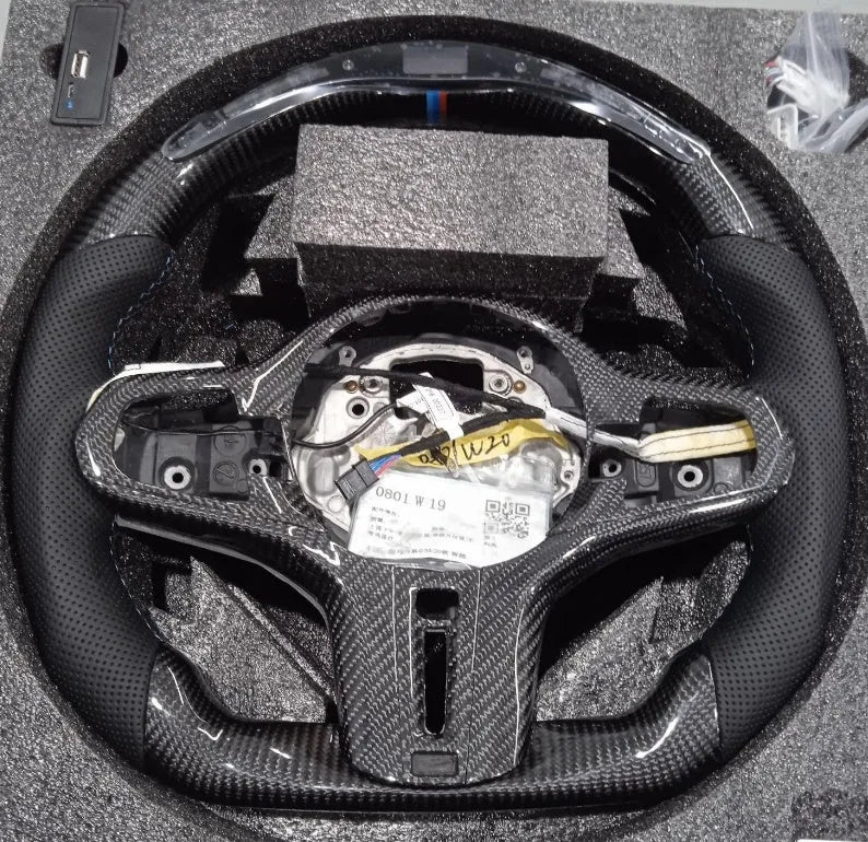 Black carbon fibre BMW steering wheel with LED display and heating for X3 X5 models