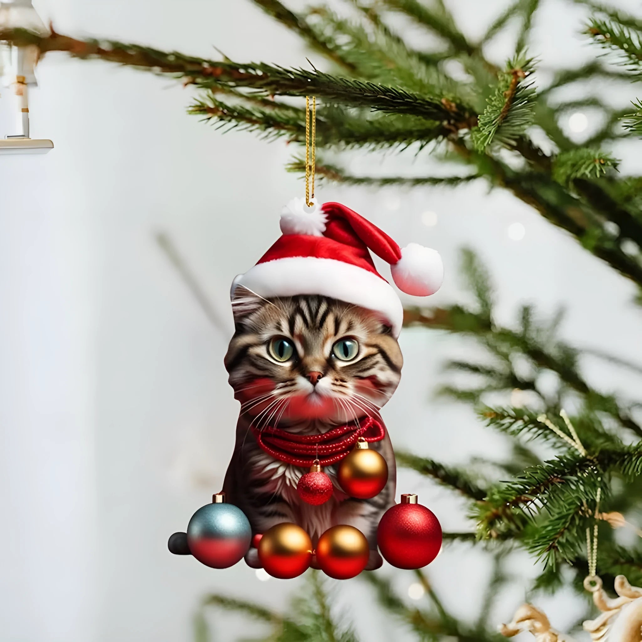Christmas creative kitty automobile hanging ornament with cartoon cat design in acrylic