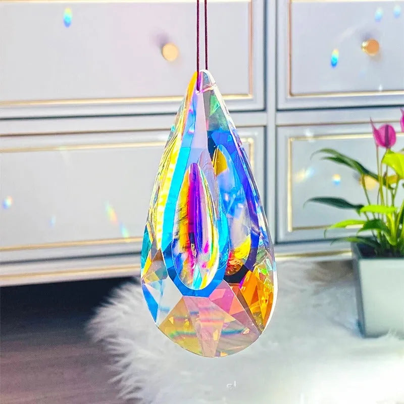 Rainbow electroplated crystal pendant hanging decoration for Christmas tree or garden use