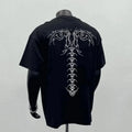 Men's loose fit black cotton t-shirt with a white printed letter design on the chest