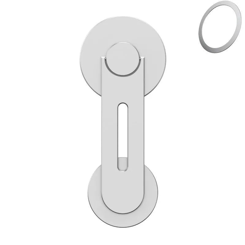 Silver aluminium magnetic car phone holder mounted on Tesla suspension screen showing 180-degree flip function