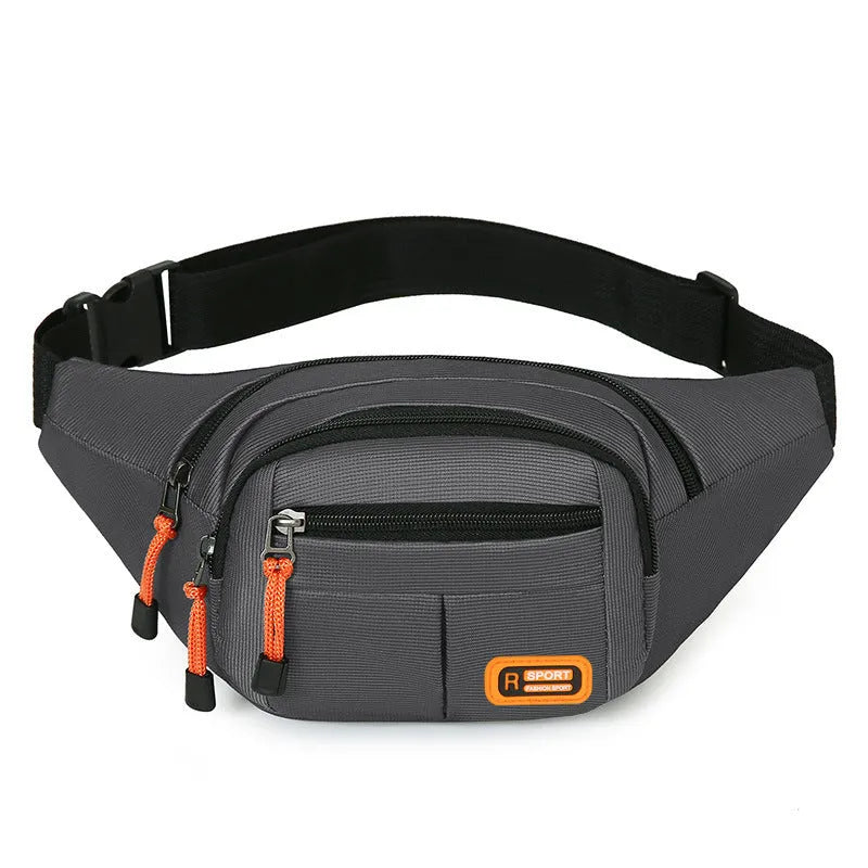 Waterproof slanted chest bag in nylon material shown in black colour with large main compartment