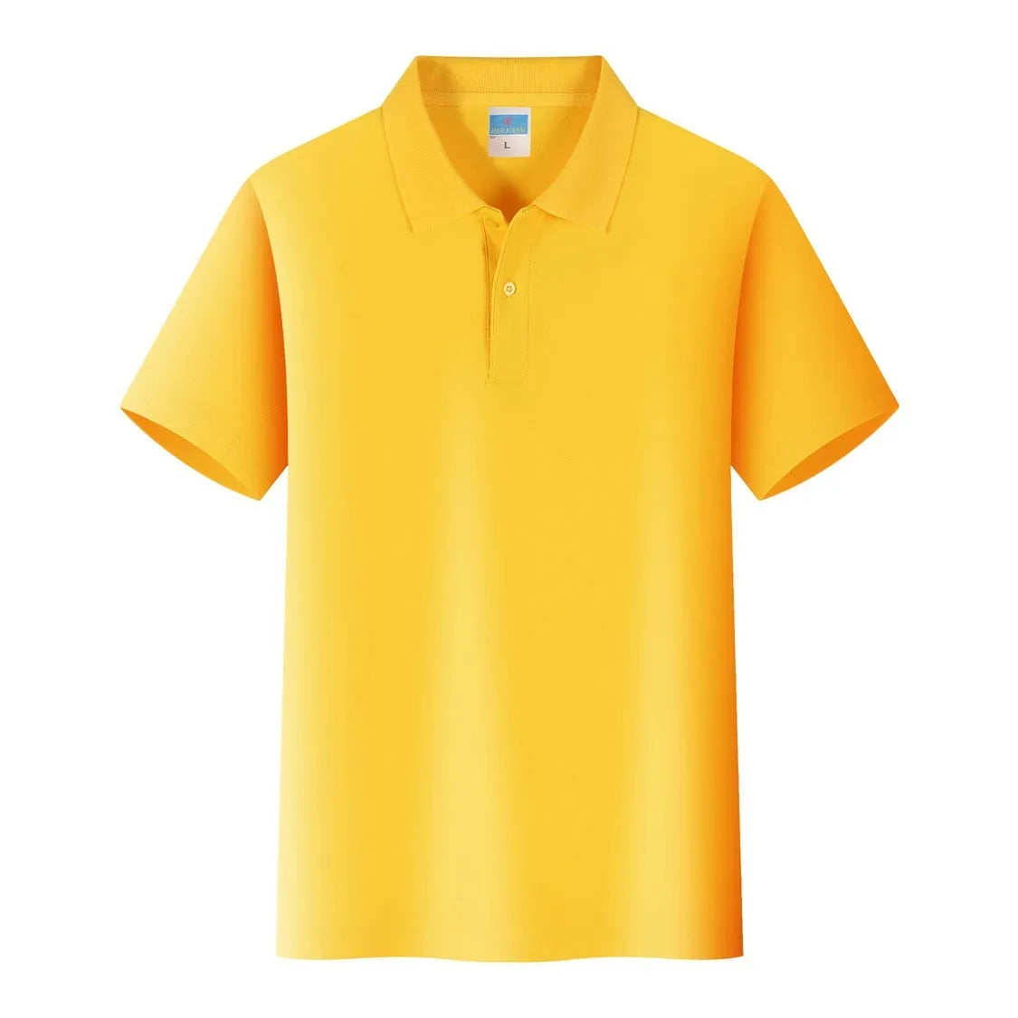 Short sleeved cotton work shirt pullover for embroidery, shown in multiple colours on a size chart.