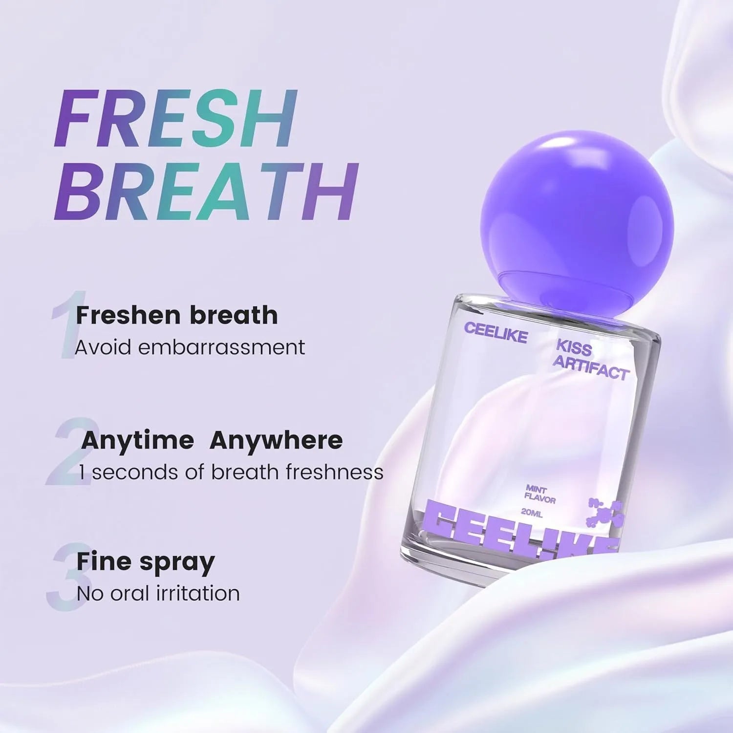 A portable 20ml white plastic spray bottle for oral hydration.