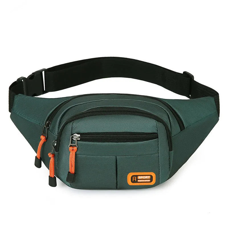 Waterproof slanted chest bag in nylon material shown in black colour with large main compartment