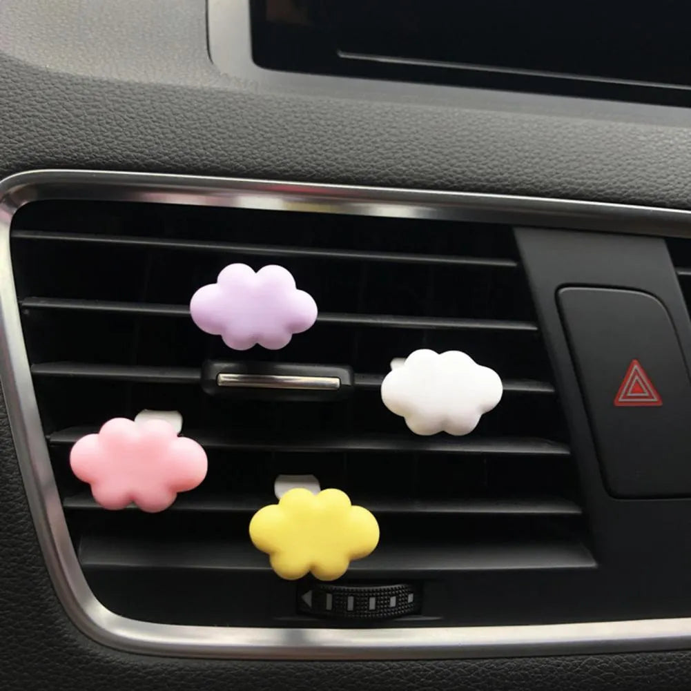 Resin car fragrance clip for air vents in one of six colours: sky blue, pink, yellow, light purple, white, or light green