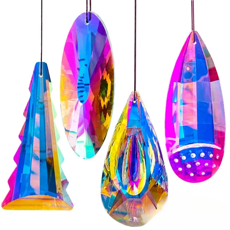 Rainbow electroplated crystal pendant hanging decoration for Christmas tree or garden use