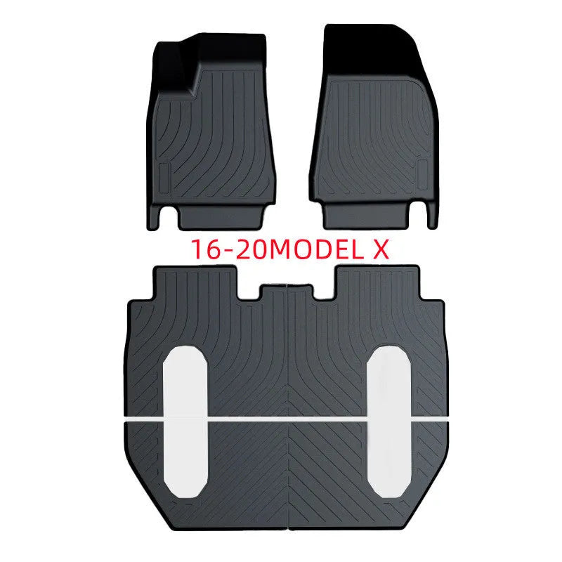 Tesla rubber floor mats with TPE footrest for Model 3, Y, S, and X vehicles