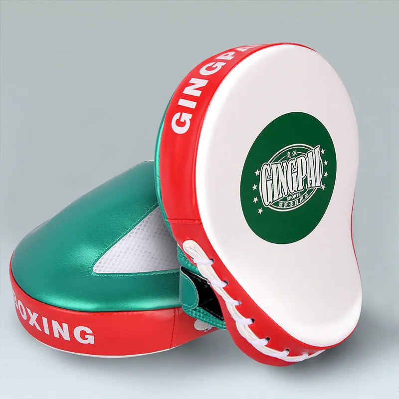 Vertical portable PU baffle target for boxing and Sanda training in gold or green colour.