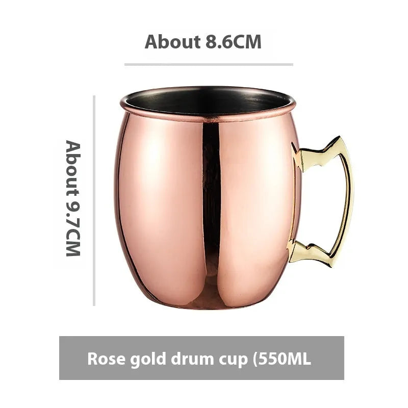 Stainless steel Moscow Mule cocktail glass with copper plating in multiple colour options