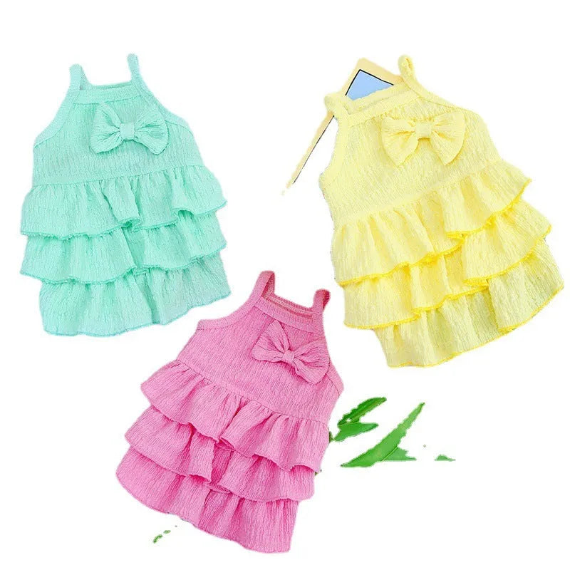 Candy layered skirt princess dress for small dogs in polyester fabric