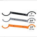 H251 specification three-piece wrench set showing orange, grey and black crescent, magnetic suction and catheter locking tools