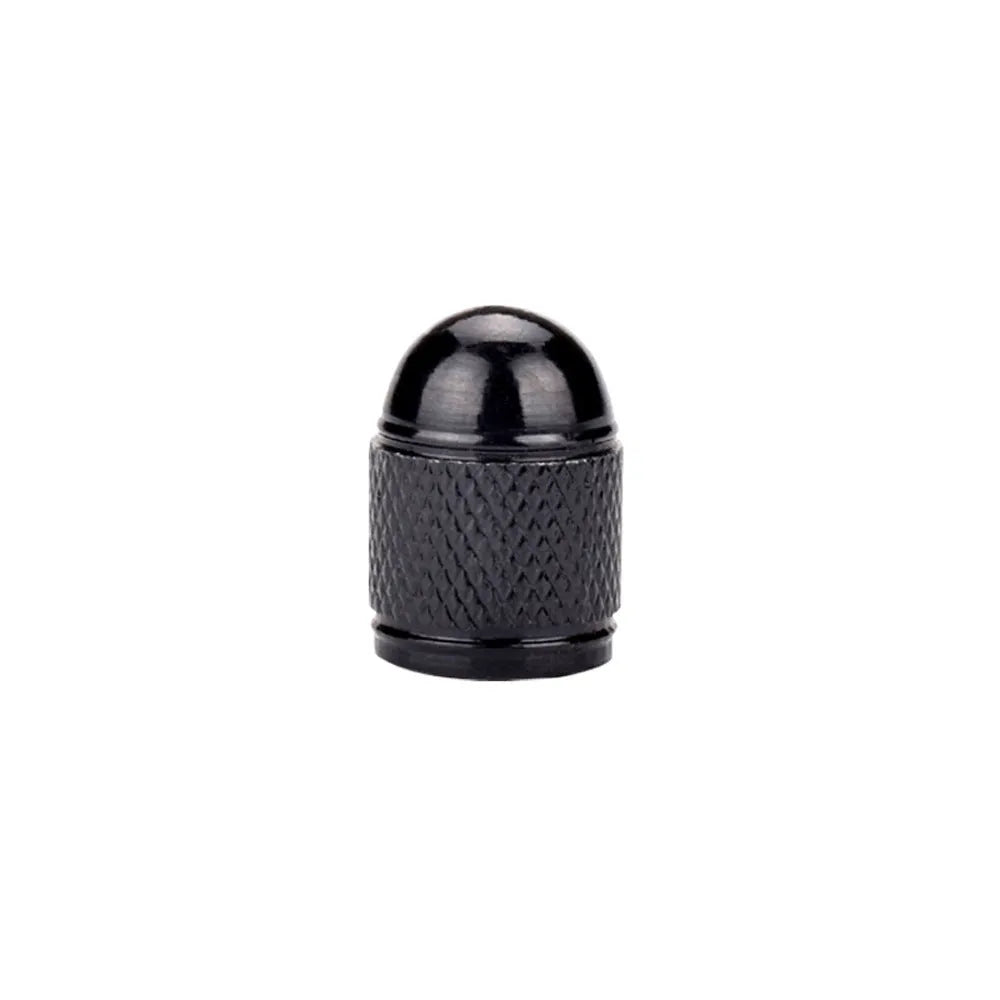 Aluminium mountain bike tyre valve cap in choice of five colours: black, blue, gold, silver, red.