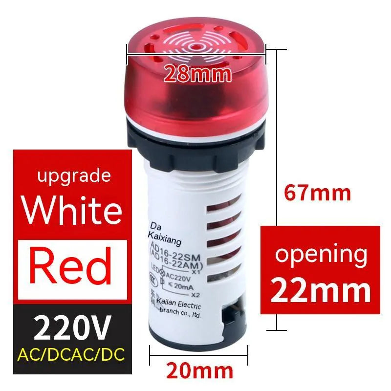 Red AD16-22SM 22mm round flashing sound and light buzzer for panel mounting