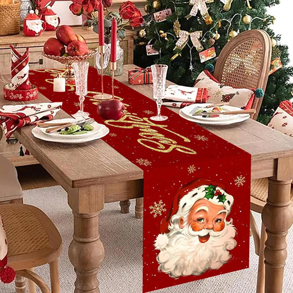 Polyester table flag with Santa Claus design for Christmas party decoration