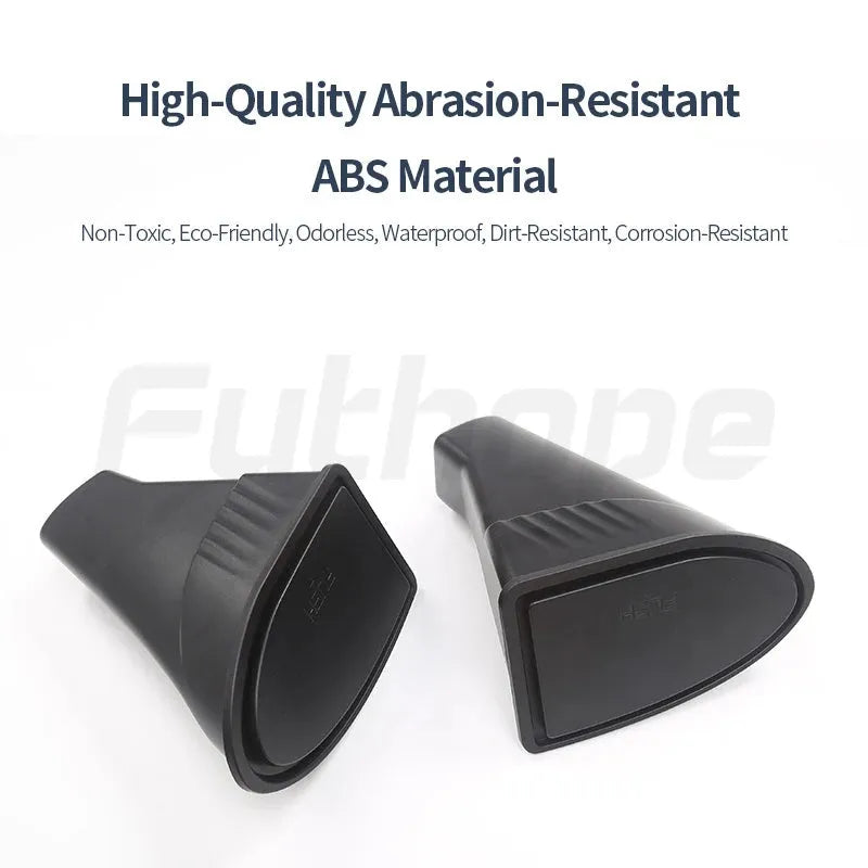 Two black ABS plastic car door trash cans for Tesla Model Y front door compartments