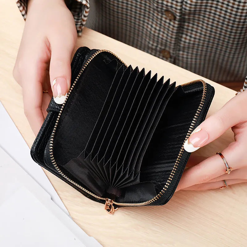 Ladies' short wallet with lychee pattern texture showing 2-fold design in beige, pink, black, and red colour options