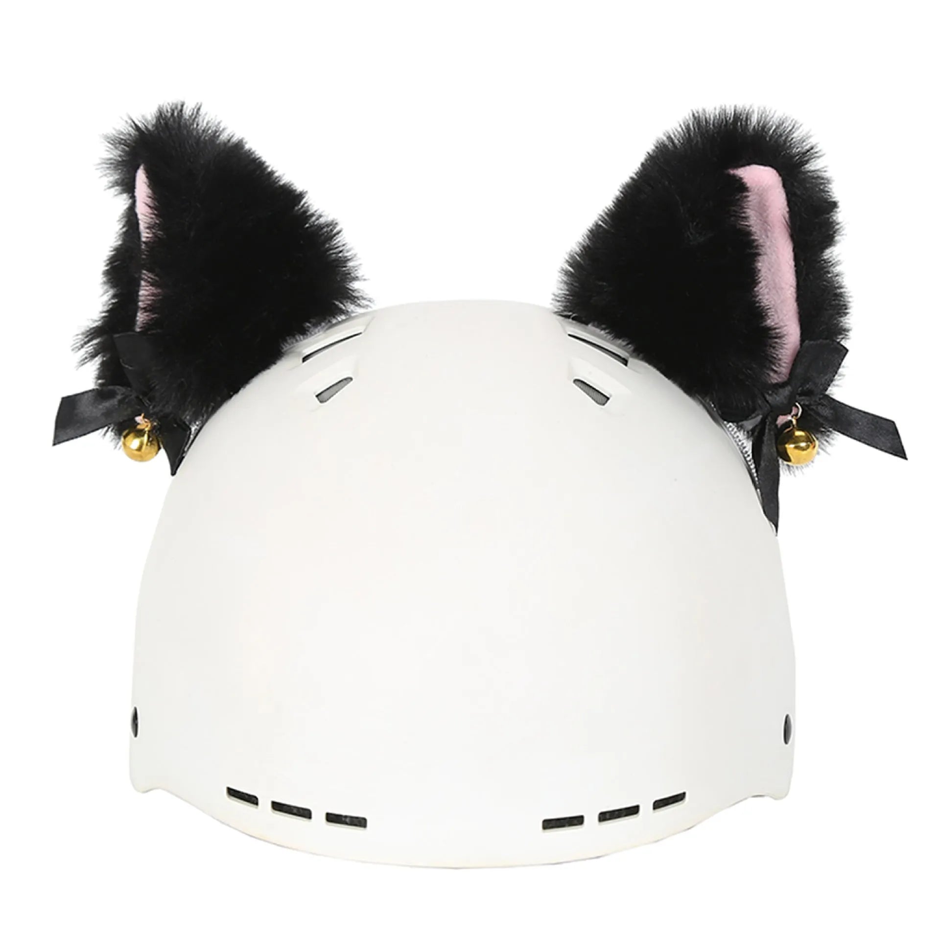 A plush fabric helmet cover with cartoon character ears, shown in size M for bicycle or motorbike use.