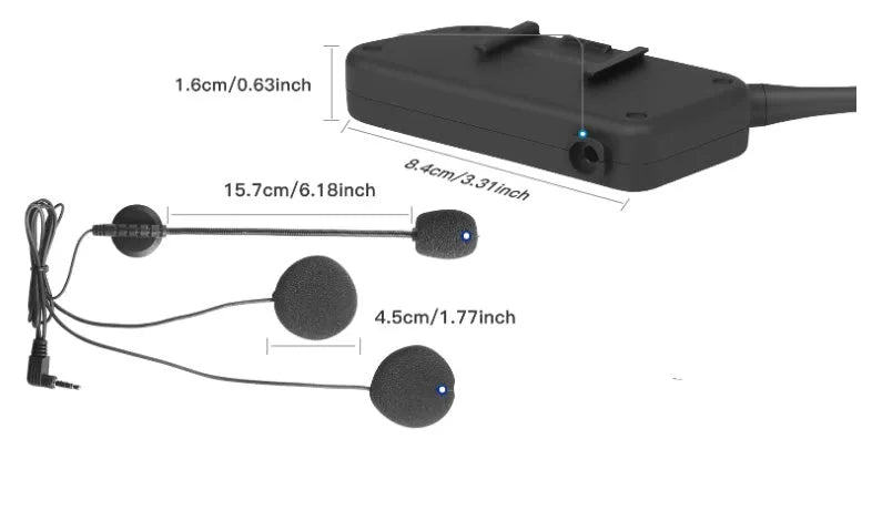 Motorcycle helmet Bluetooth intercom V6pro unit with headphones and mounting accessories