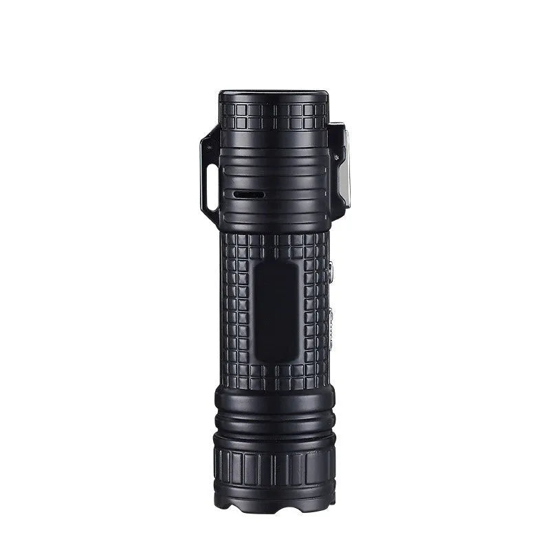 TH727 multi-function metal flashlight lighter in camouflage, red, black, blue or yellow colour.