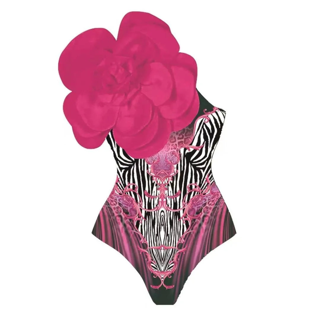 Women's floral print one-piece swimsuit with matching sarong wrap skirt in multiple colour options