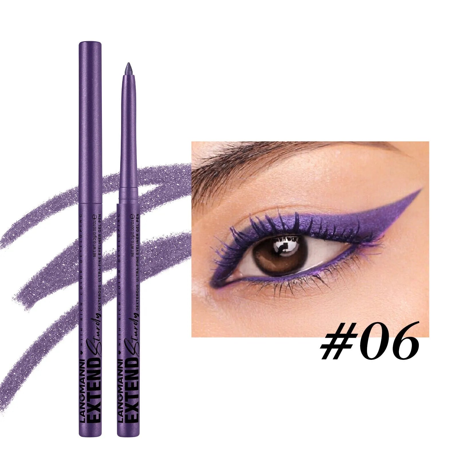 Set of 12 colourful gel glitter eyeliner pencils in waterproof formula for multi-purpose makeup
