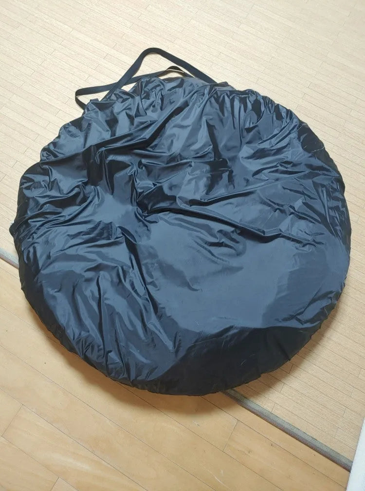Black pop-up outdoor camping car tail tent with quick throw design unfolded to 200x200x200cm dimensions