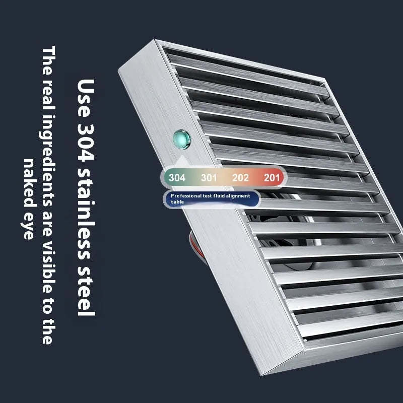 Gun grey 304 stainless steel courtyard floor drain with a square 15x15 cm design and ABS plastic core.