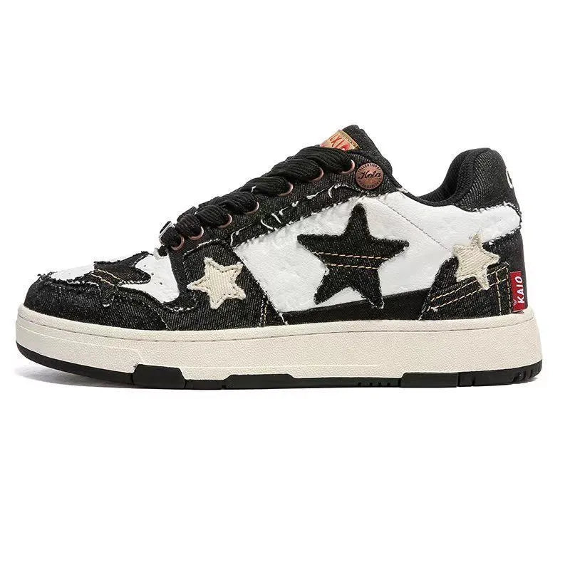 Leather platform running shoes in West Lake dragon well tea colour with round toe and lace-up design